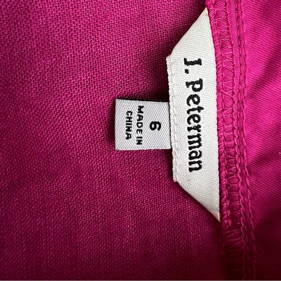 J. Peterman Bright Pink Fuchsia Linen Silk Pleated Dress Size 6 - Picture 13 of 14